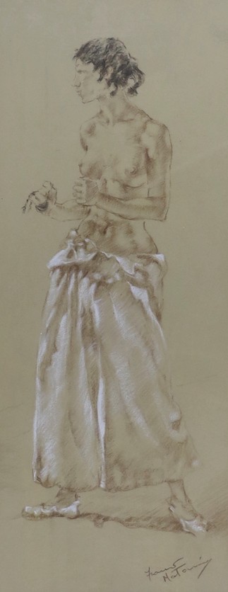 Franco Matania (1922-2006), pastel, Study of a standing woman, signed, 50 x 20cm